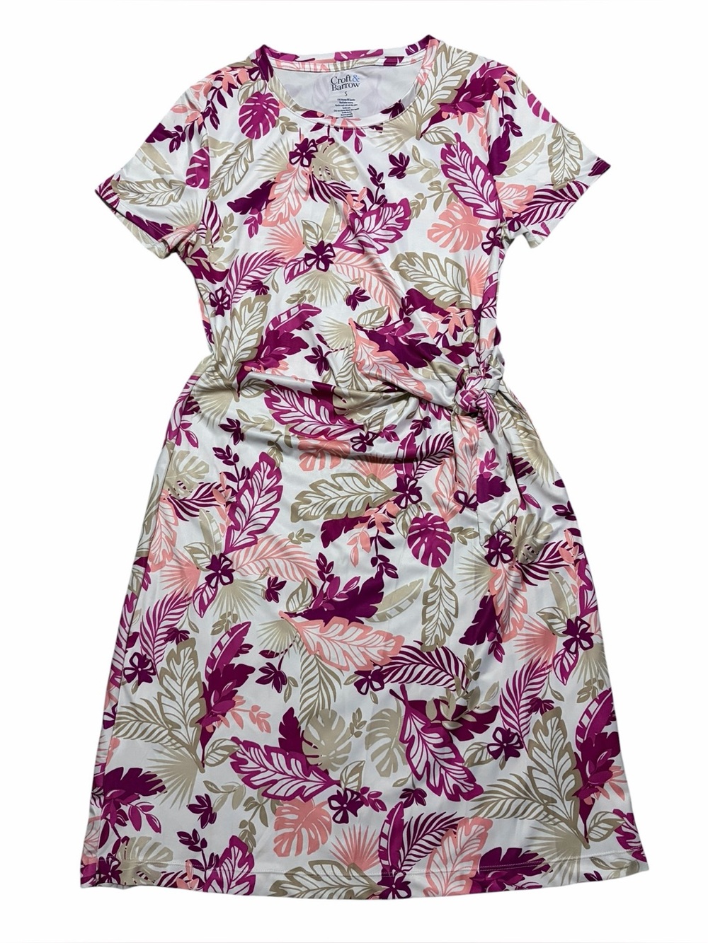 CROFT & BARROW NWT Classic Comfort Collection Tie-Waist Dress *Pink Palm S